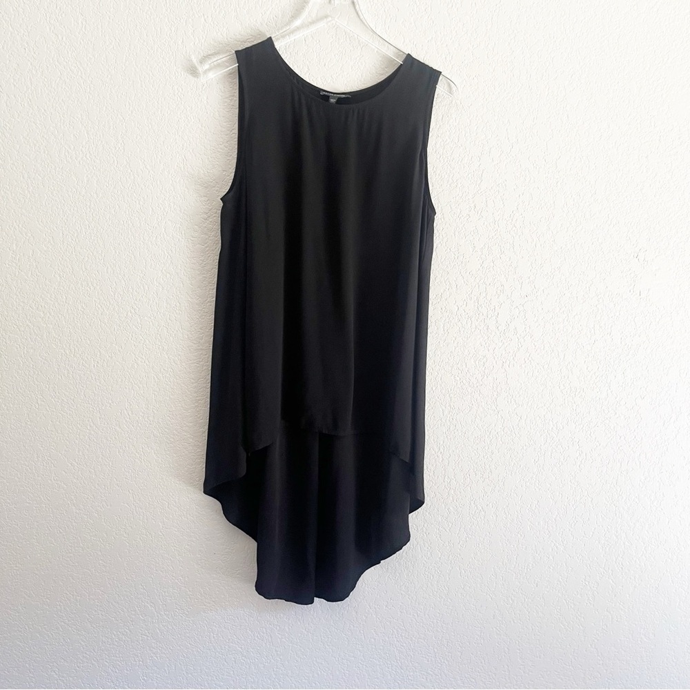 EILEEN FISHER 100% Silk Black Sleeveless High Low Tunic Style Dress Size Medium